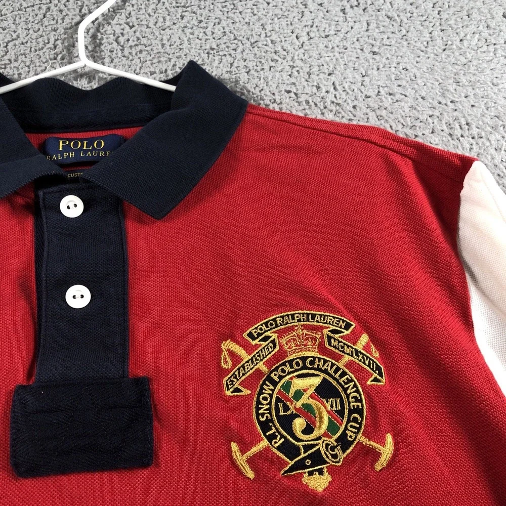 Polo Ralph Lauren Shirt Adult Extra Large Red Rugby‎ Snow Challenge Cup Crest